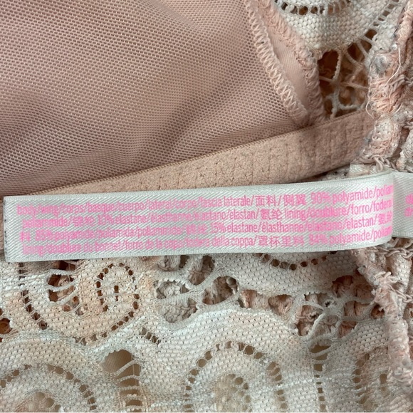 💖5/$25 PINK Victoria Secret Lace Longline Bralette Peach Adjustable Strap M - Picture 9 of 10